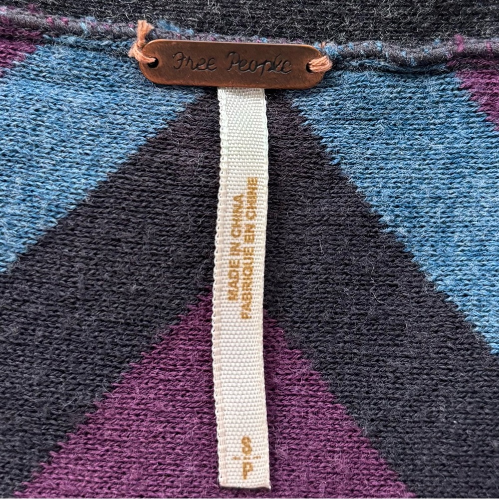 Free People Chevron Patterned Gray and Purple Sweater, Small. - Picture 7 of 9